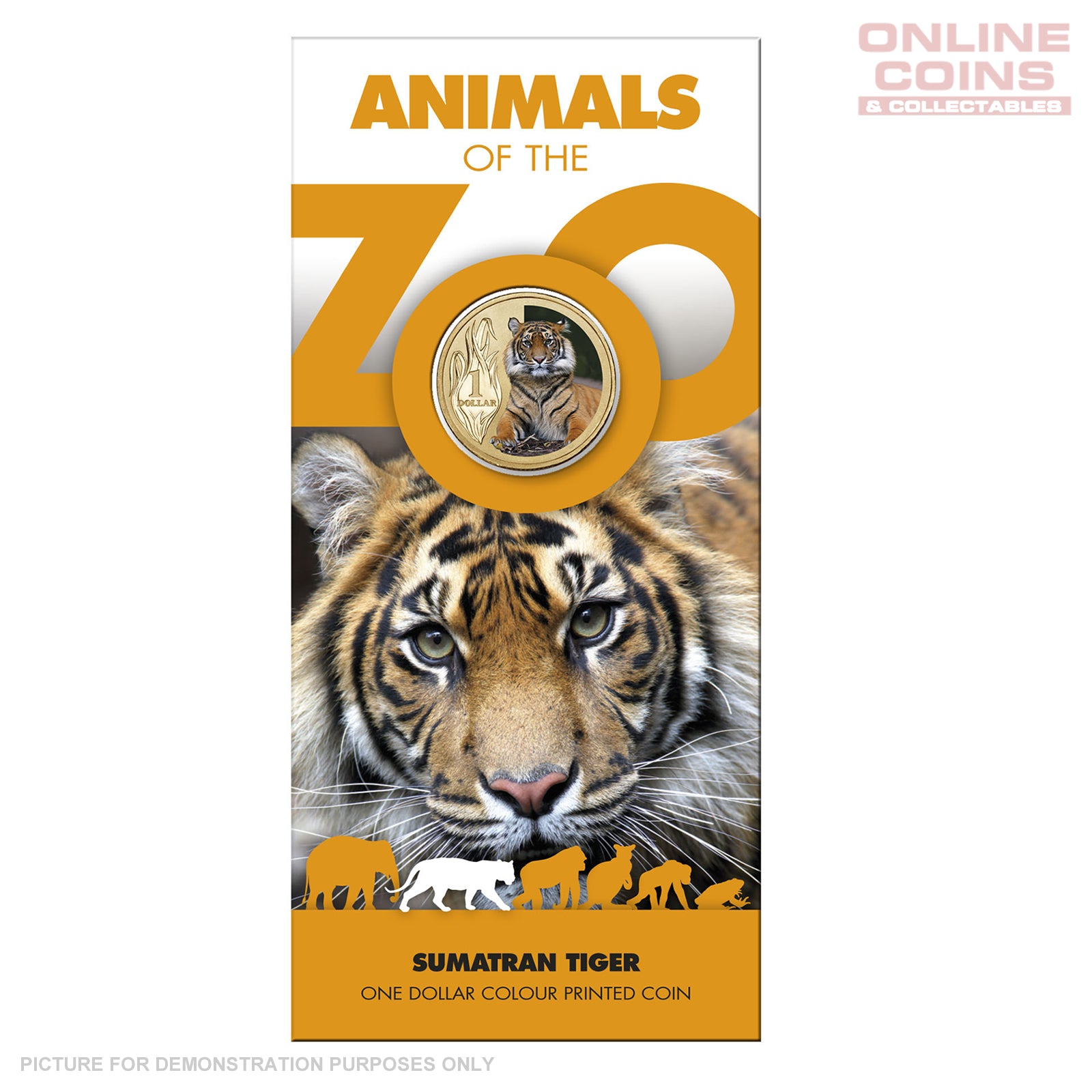 2012 $1 AlBr Uncirculated Carded Coin - Animals of the Zoo series- Sumatran Tiger